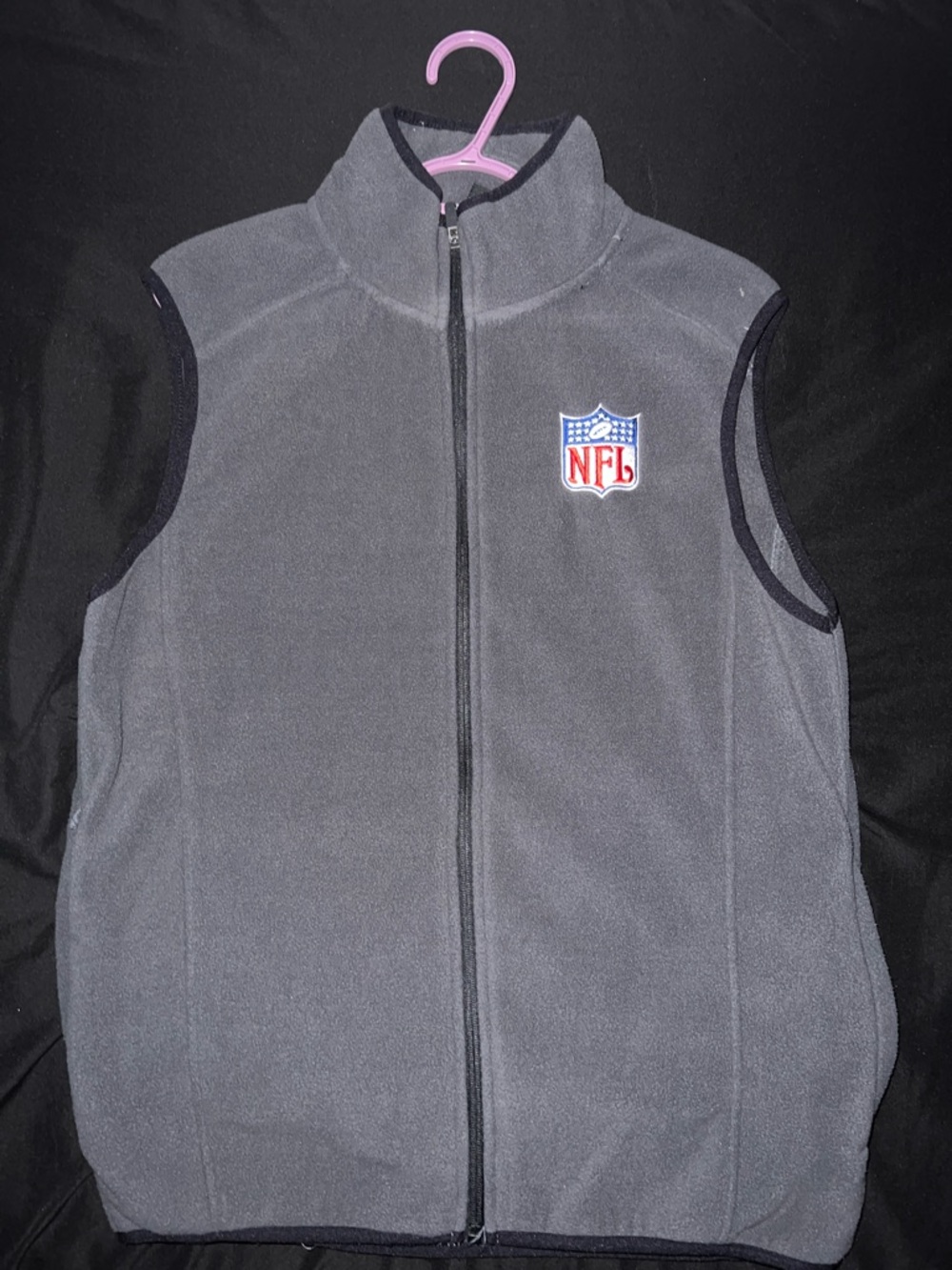 NFL MEN Gray Fleece Vest with Embroidered Shield Logo